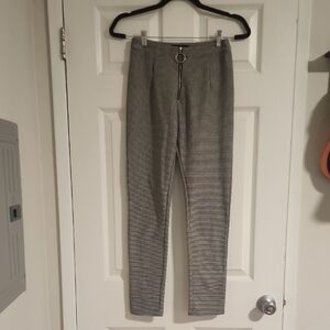 Houndstooth, Wool, Fleece Lined Skinny Pants, Small